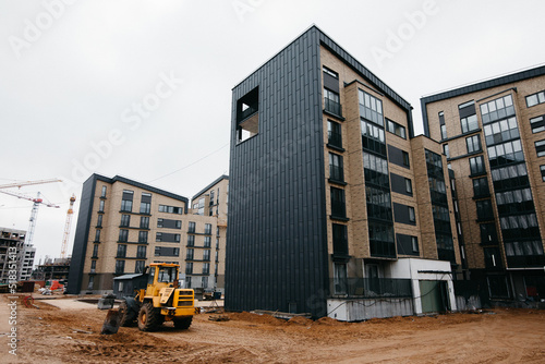Photography modern houses apartments with black walls and stylish loft-style design