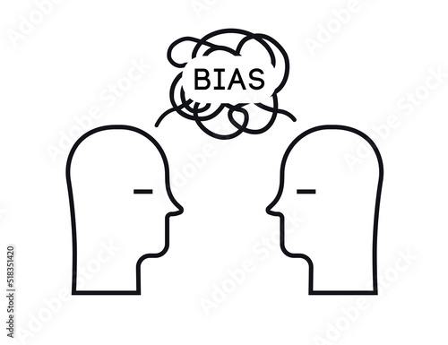 Bias communication two person concept illlustration, unclear explanations, not understanding, confused speech, talking nonsense speech, gossip, hard speaking, abusing talk, depression, stress