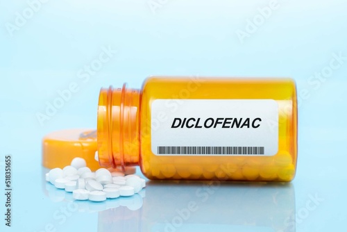 Diclofenac Drug In Prescription Medication  Pills Bottle photo