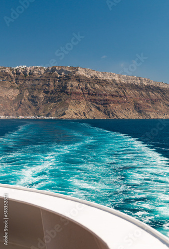 View of Santorini island from a boat