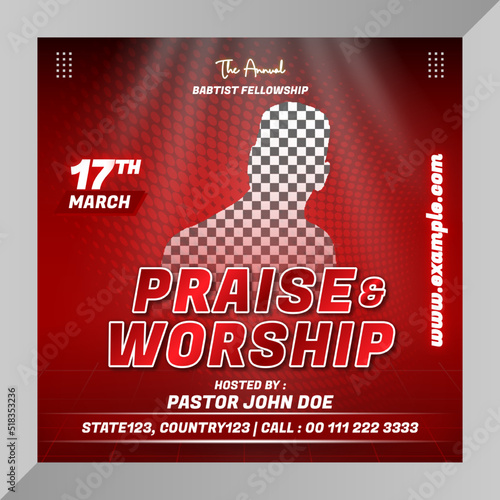 Social media post church template with luxury elegant for social media banner post