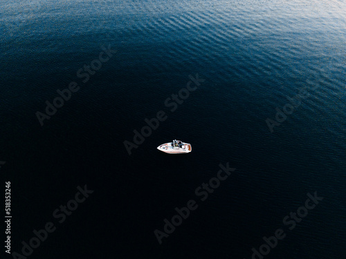 still boat on lake
