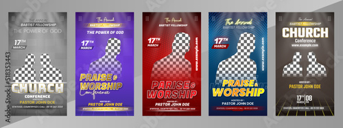 Social media post bundle church praise worship template with luxury elegant banner post