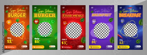 Delicious burger and food menu social media banner template bundle
