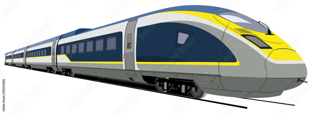 Illustration of modern stylish high speed train Stock Vector | Adobe Stock
