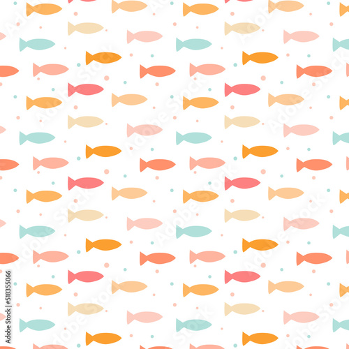 Seamless vector hand drawn fish pattern