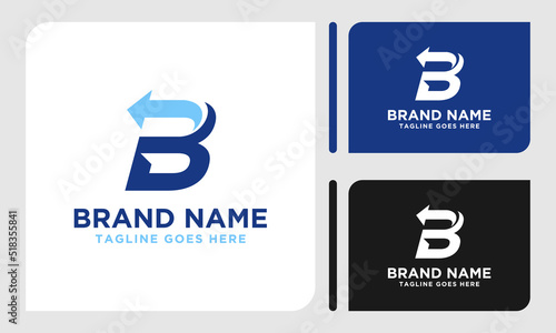 Initial B letter modern logo with arrow plane for logistic, travel, start up template brand