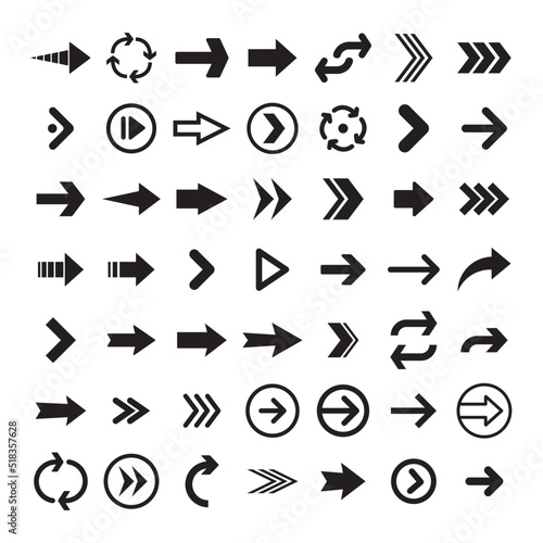 Arrows collection. Set of arrow pictogram icons. Arrowhead symbols.