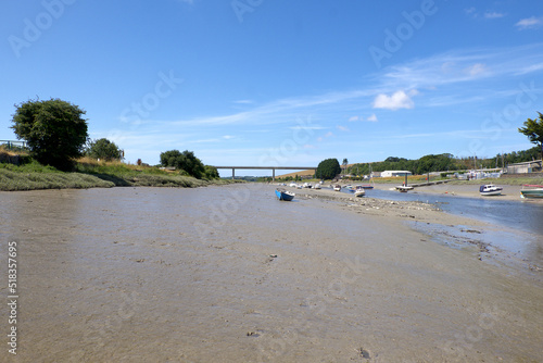 Wadebridge Cornwall England 07 15 2022 Wadebridge channel Camel river at Low tide photo