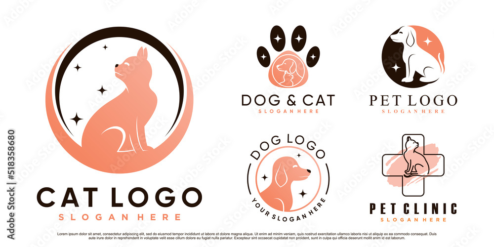 Premium Vector  Cat & dog petshop logo