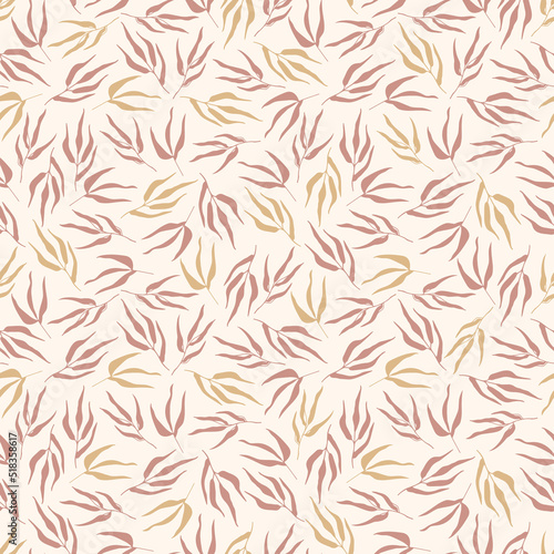 Seamless beige pattern with bouquets drawn in a flat style for gift wrapping
