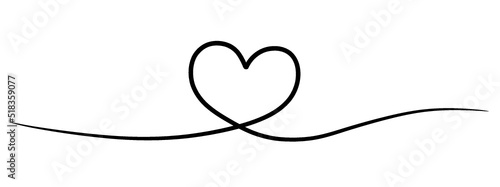 Single line Heart. Abstract love symbol. 
