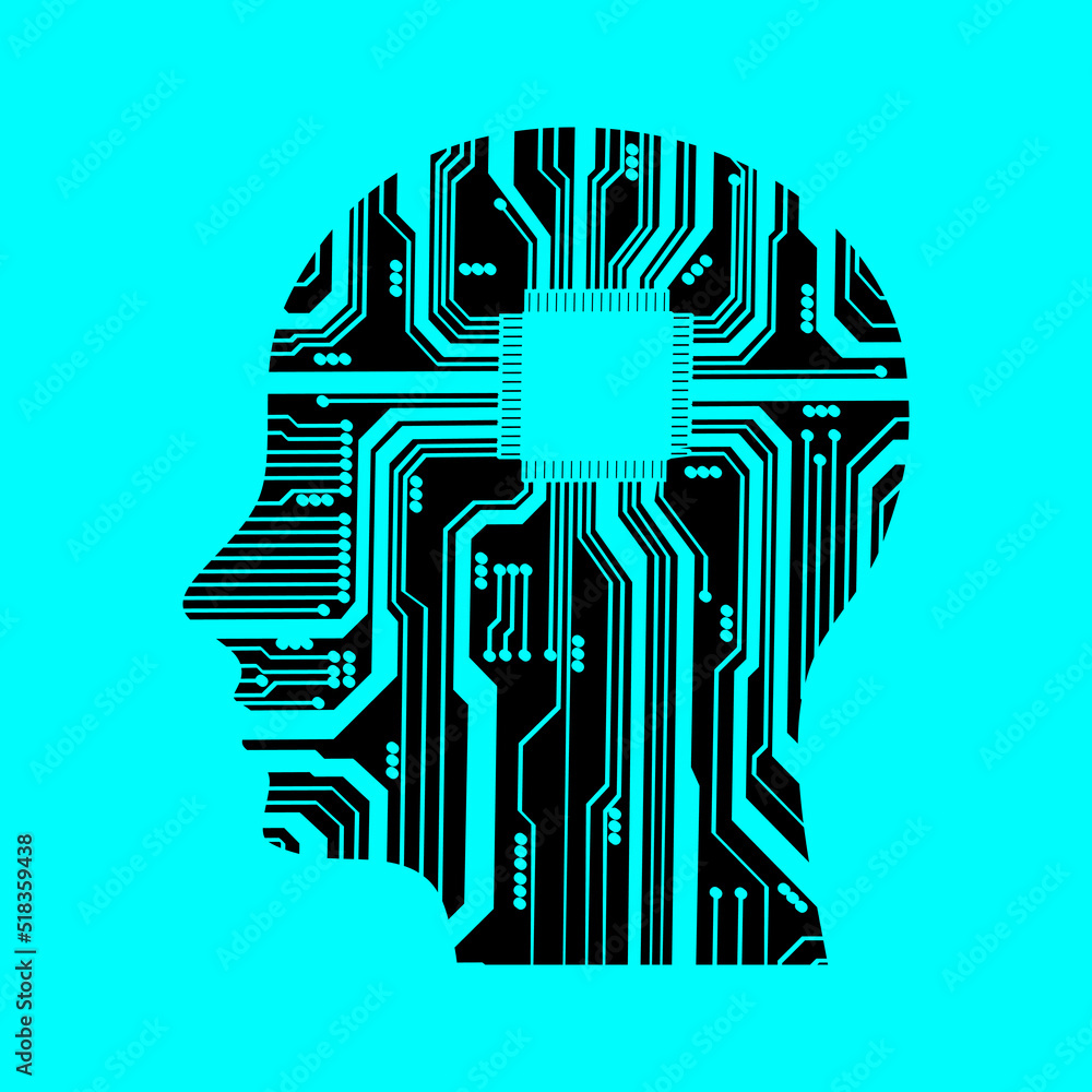 Head. The electronic circuit of the head. Abstract human head. Stock ...