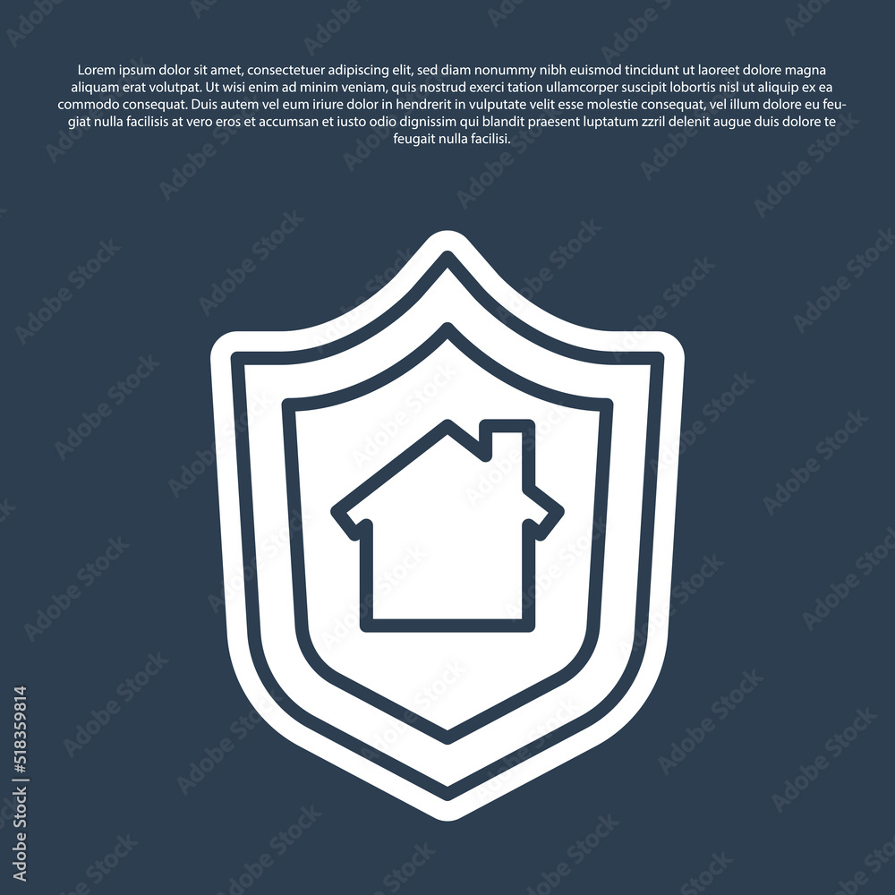 Blue line House with shield icon isolated on blue background. Insurance concept. Security, safety, protection, protect concept. Vector. Blue line House with shield icon isolated on blue background. Insurance concept. Security, safety, protection, protect concept. Vector.