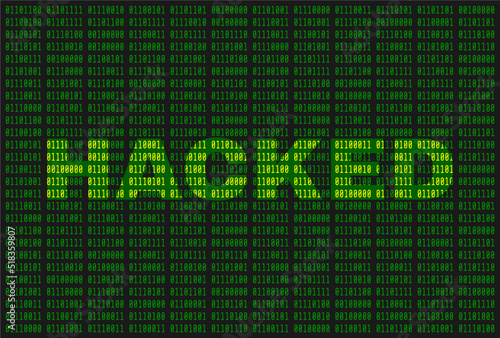Hacked Hacker Wallpaper Background Binary Green Text on Black Color Vector Illustration