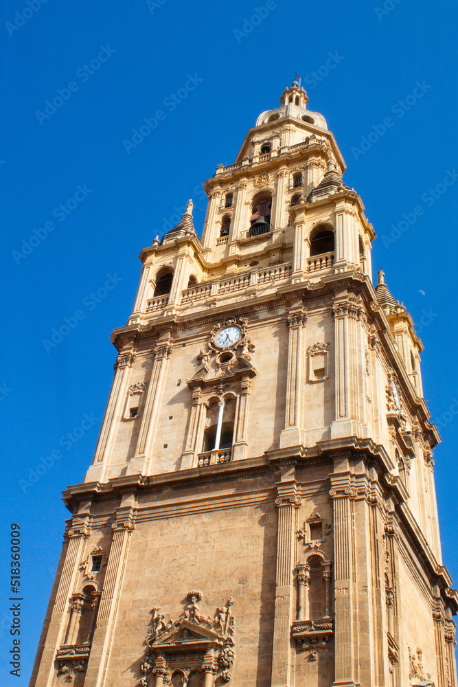 Impressive bell tower of the Cathedral of Murcia	