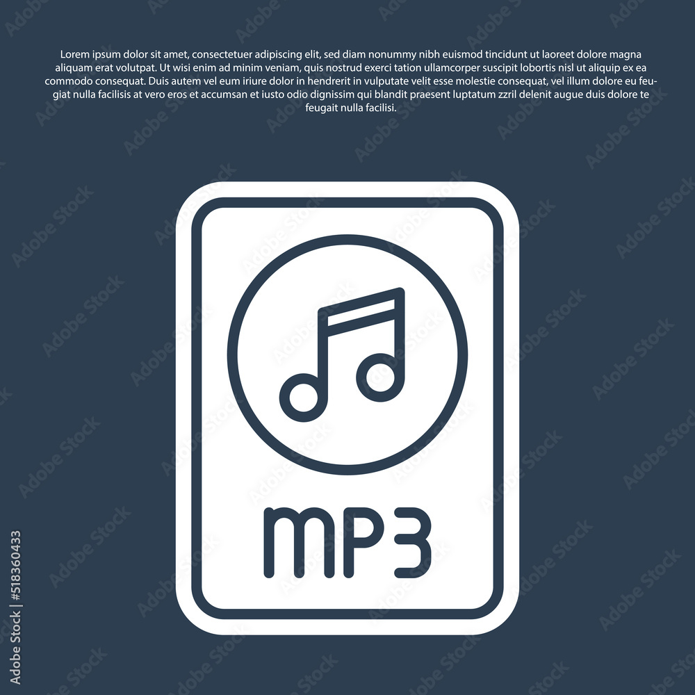 Blue line MP3 file document. Download mp3 button icon isolated on blue background. Mp3 music format sign. MP3 file symbol. Vector Blue line MP3 file document. Download mp3 button icon isolated on blue background. Mp3 music format sign. MP3 file symbol. Vector