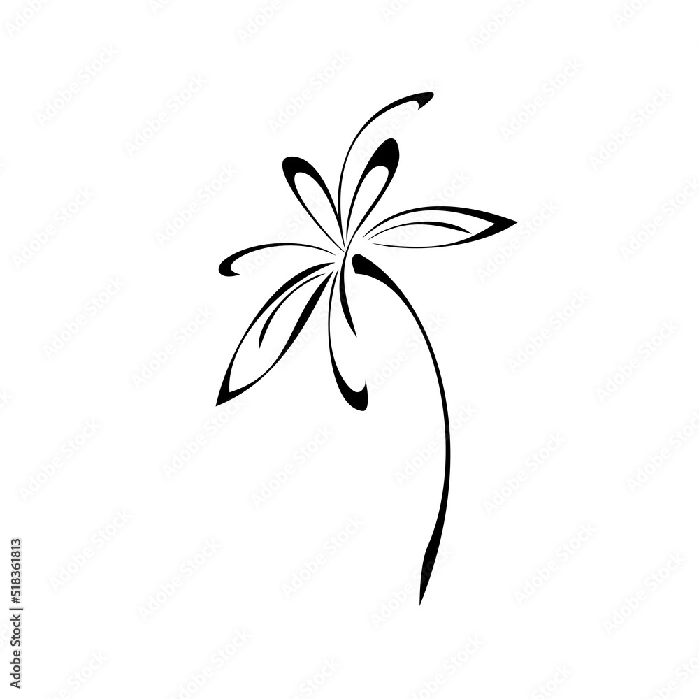 one stylized blooming flower on a short stalk without leaves. graphic decor