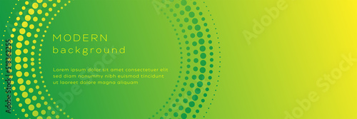 Modern minimal contemporary green gradient circular pattern of dots background Banner vector illustration