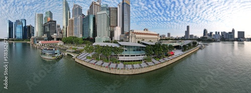 Aerial View of The Picturesque Marina Bay Sands Casino and Hotel, The Shoppes, Singapore Flyer and the Art MuseumAerial View of The Picturesque Marina Bay Sands Casino and Hotel, The Shoppes, Singapor