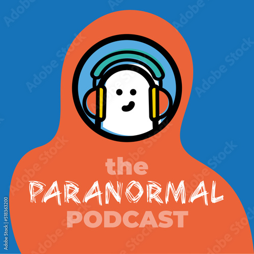 Colorful cover design template to paranormal podcast about Bigfoot, UFOs, ghosts to promotion social media