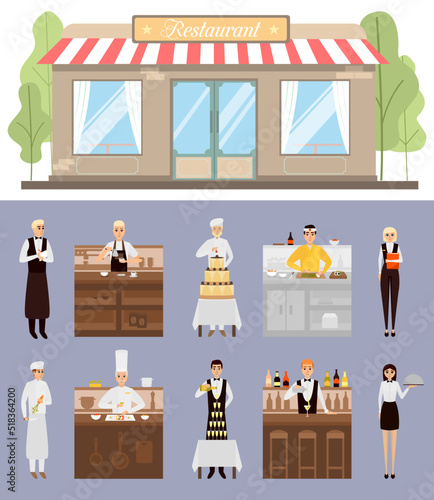 Restaurant staff cafe kitchen worker crew vector