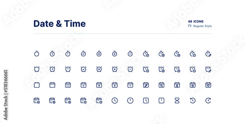 Date and Time UI Icons Pack Line Style