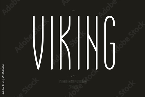Vector viking font trendy typography for infographics, motion graphics, video, promotion, decoration, logotype, party poster, t shirt, book, animation, banner. 10 eps