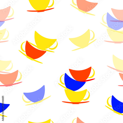 Seamless pattern with cups of tea