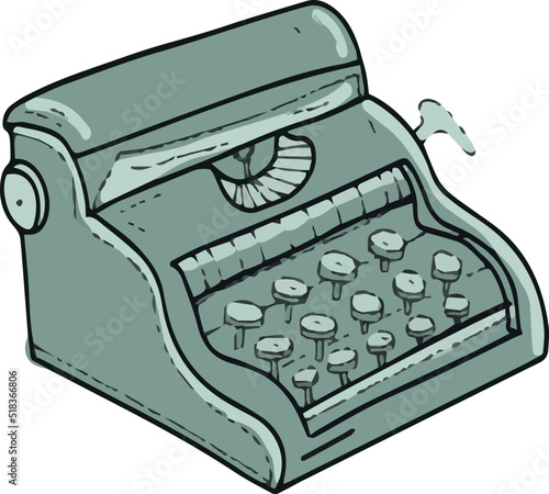 Telephone typewriter patifon old kgigi hand-drawn sketch doodle set large separately on a white background