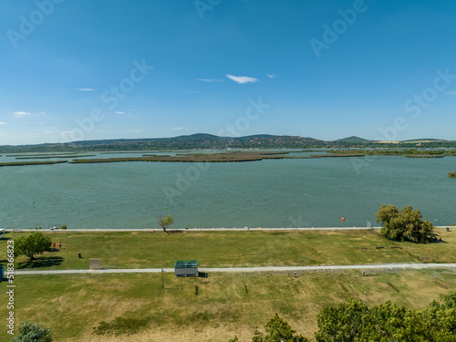 Hungary - Aerial view of Lake Velencei. This is the second biggest lake in Hungary photo