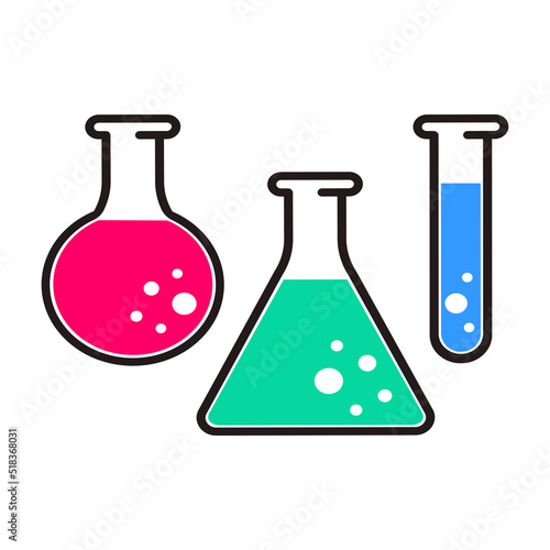 Lab equipments. Laboratory test tube vector. Flask icon. Erlenmeyer flask chemistry beaker with chemical. Chemical reaction concept