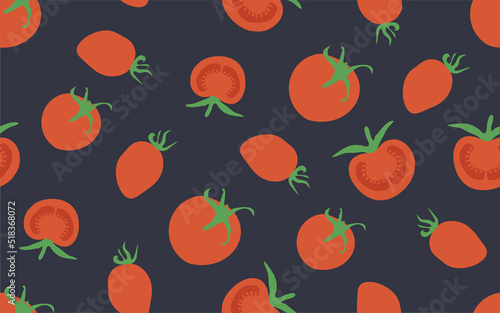 Line art vegetables black seamless pattern