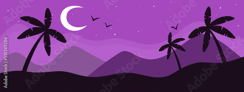 Arabian night banner, vector background, landscape digital wallpaper good for design