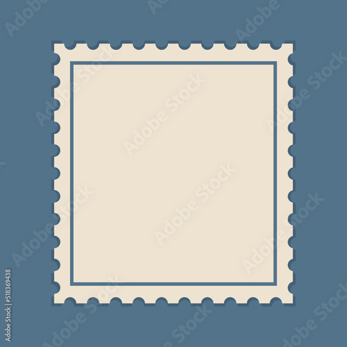 Blank postage stamp icon. Postage stamp frame for mail envelope. Empty template. Vector