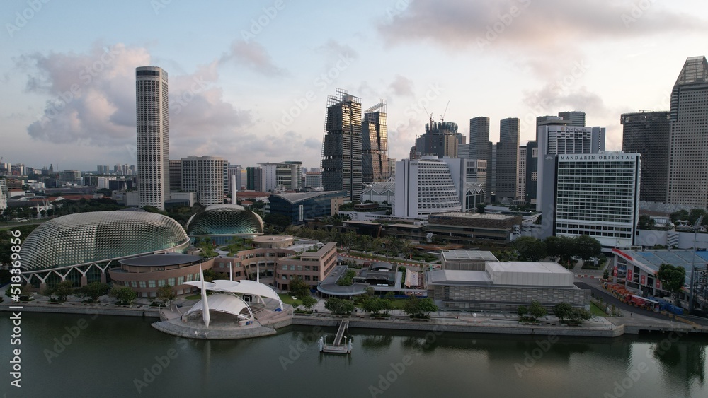 The Iconic Marina Bay Sands Landmark Hotel, Art Museum and Surrounding Tourist Attraction Areas
