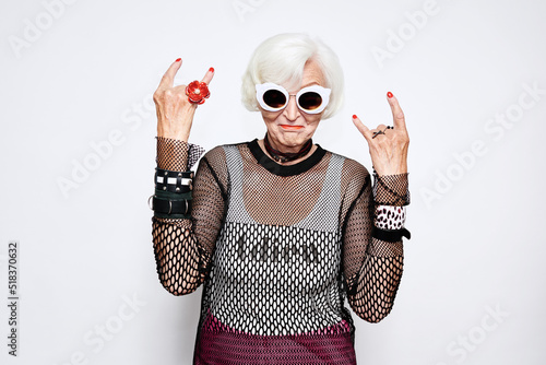 Old lady rocking on photo