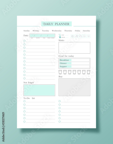 Daily planner for planning tasks for the whole day business tasks and study schedule