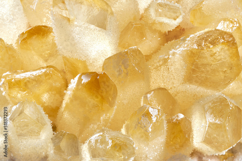 Macro yellow quartz crystal photo