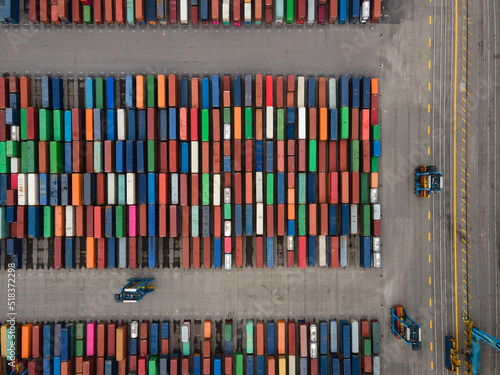 shipping containers in freight port photo