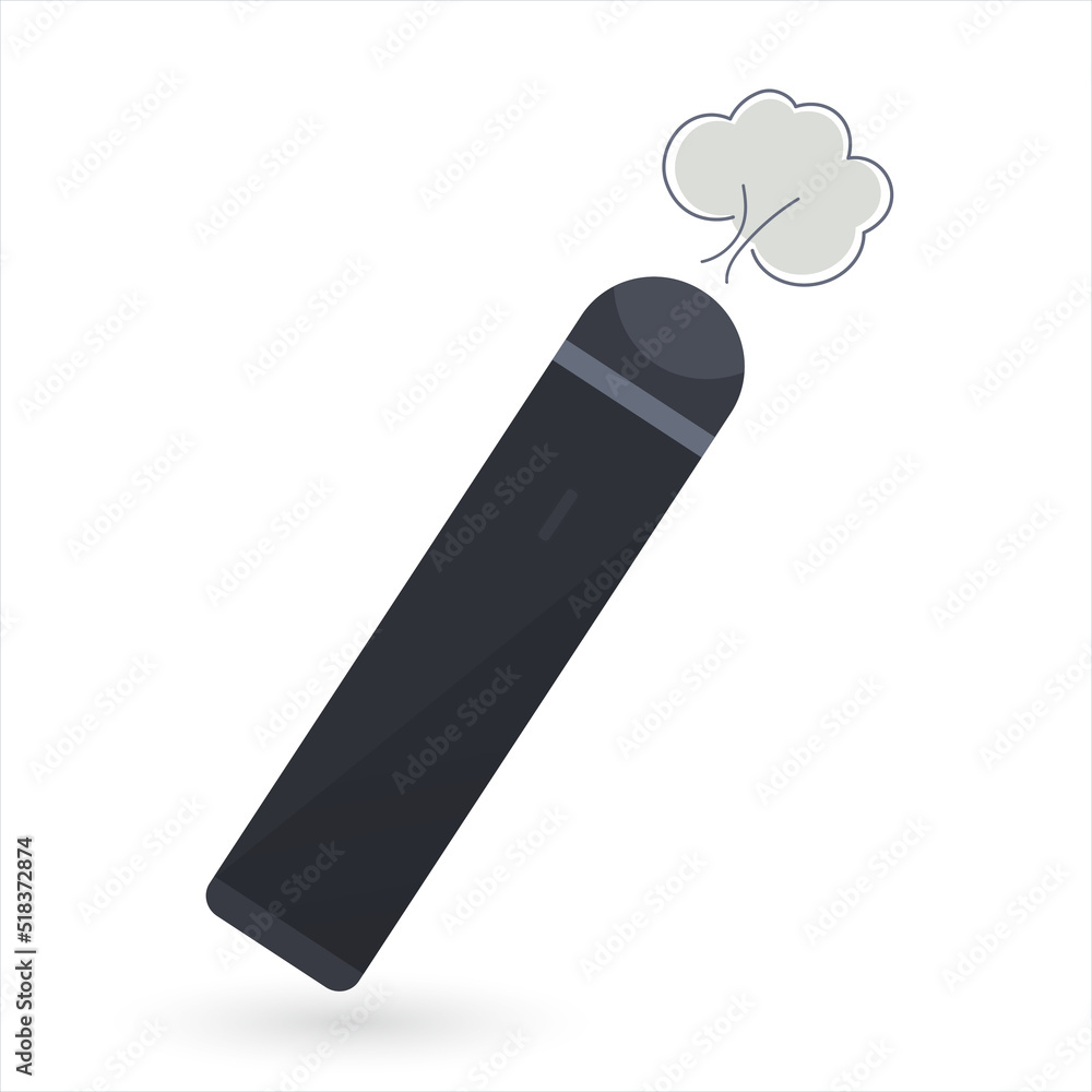 Vape vector icon. Electronic cigarette with smoke. Contour isolated pictogram on white background Vape vector icon. Electronic cigarette with smoke. Contour isolated pictogram on white background