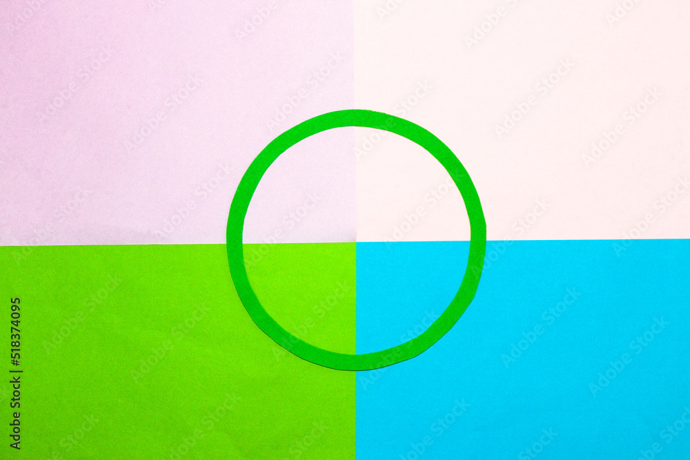 background with four colors divided into quarters in the middle green circle as copy space, creative art design, 4 parts
background with four colors divided into quarters in the middle green circle as copy space, creative art design, 4 parts