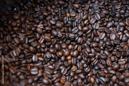 Coffee beans. Toasted coffee. Coffee bag. Brown© javier