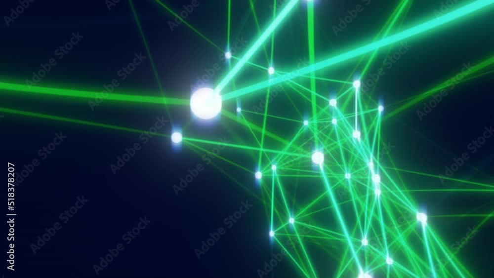 Scientific cyberspace design, connect structure communication, abstract geometry lines, green and orange glowing