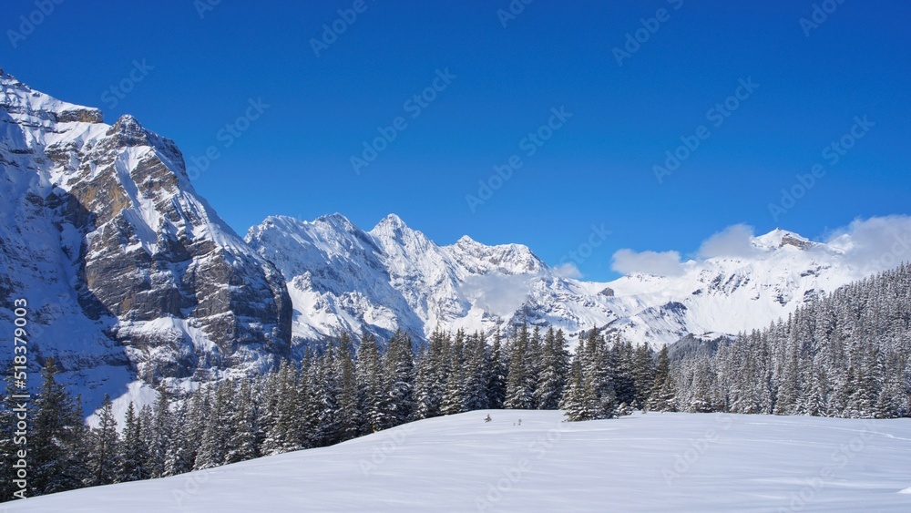 snow covered mountains in alps of Switzerland 