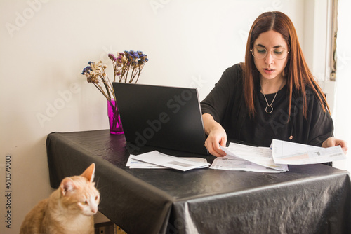 Woman paying taxes photo