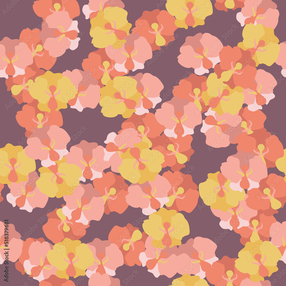 Seamless decorative colorful pattern with cute flower. Print for textile, wallpaper, covers, surface. Retro stylization. For fashion fabric.