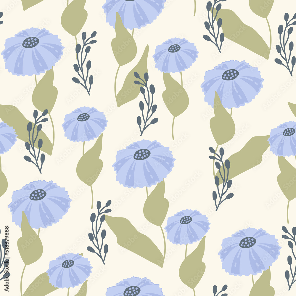 Obraz premium Seamless decorative elegant pattern with cute flower. Print for textile, wallpaper, covers, surface. For fashion fabric. Retro stylization.