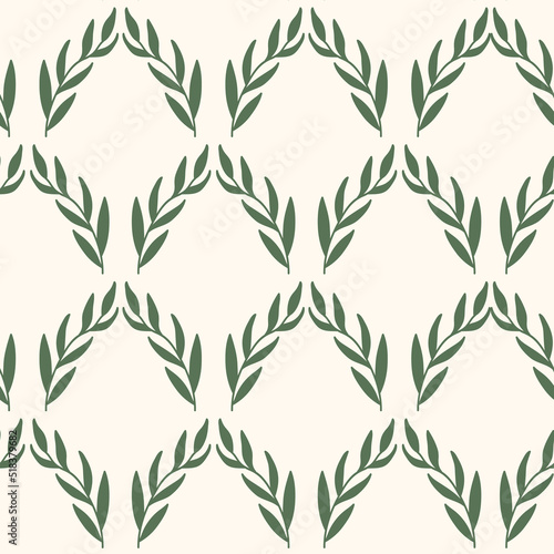 Fototapeta Naklejka Na Ścianę i Meble -  Seamless floral pattern with green twigs. Print for textile, wallpaper, covers, surface. For fashion fabric. Retro stylization.
