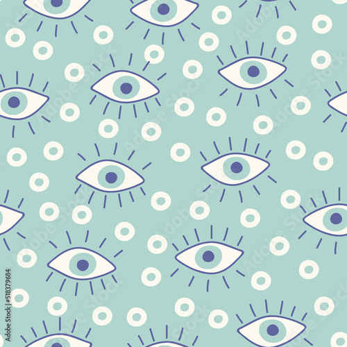 Funny crazy psilocybin magic eyes seamless pattern. Print for textile, wallpaper, covers, surface. For fashion fabric. Retro stylization.
